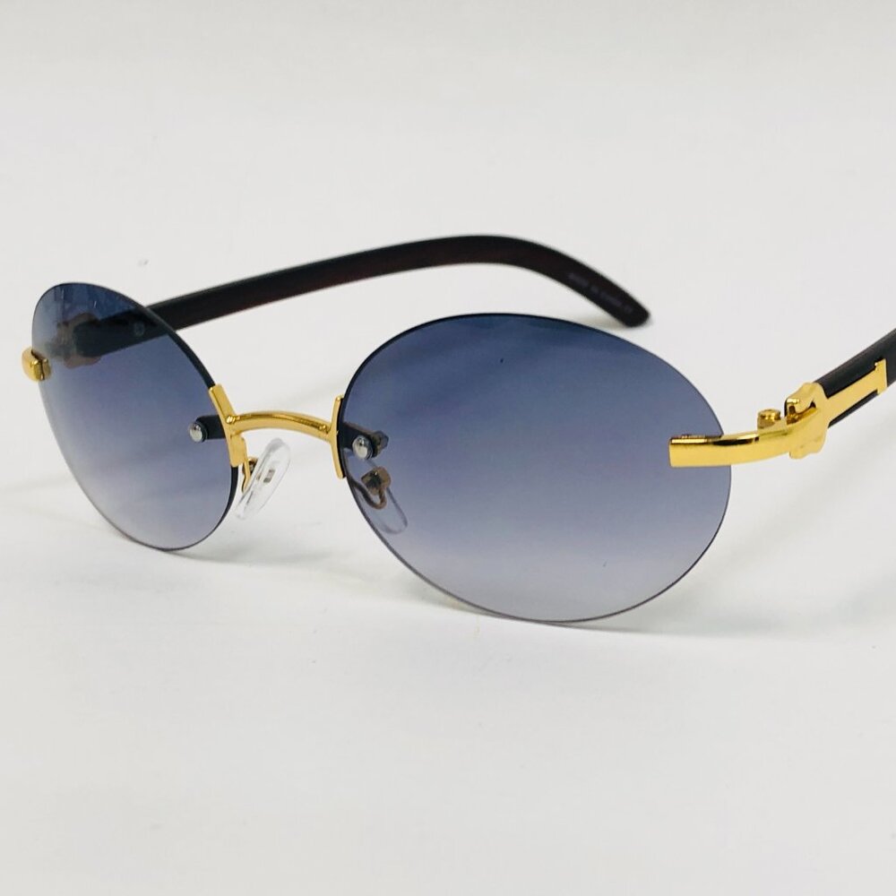 Men Hip Hop Sunglasses Circle Gold Black Lens Street‎ Fashion Metal Lentes Gafas